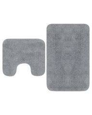 Tapis de salle de bain 2 pcs Tissu Gris | Mobilier & Déco