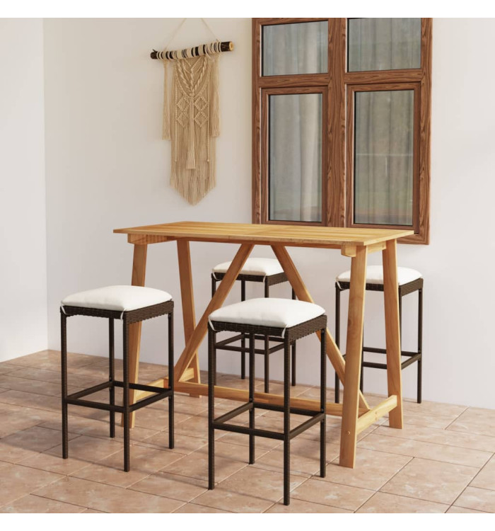 Ensemble de bar de jardin avec coussins 5 pcs Marron | Mobilier & Déco