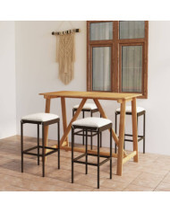 Ensemble de bar de jardin avec coussins 5 pcs Marron | Mobilier & Déco