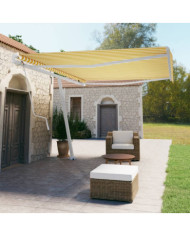 Auvent automatique sur pied 500x350 cm Jaune/Blanc | Mobilier & Déco