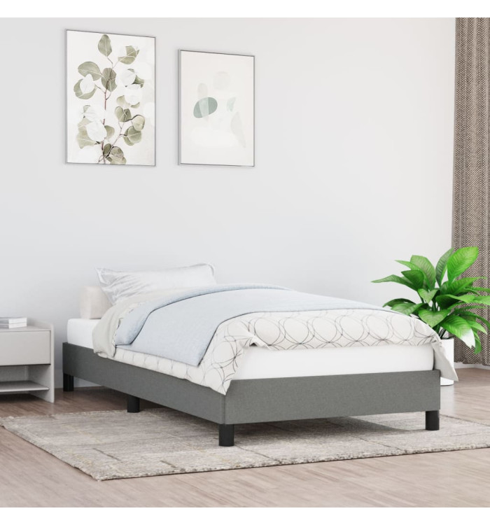 Cadre de lit sans matelas gris foncé 90x190 cm tissu | Mobilier & Déco
