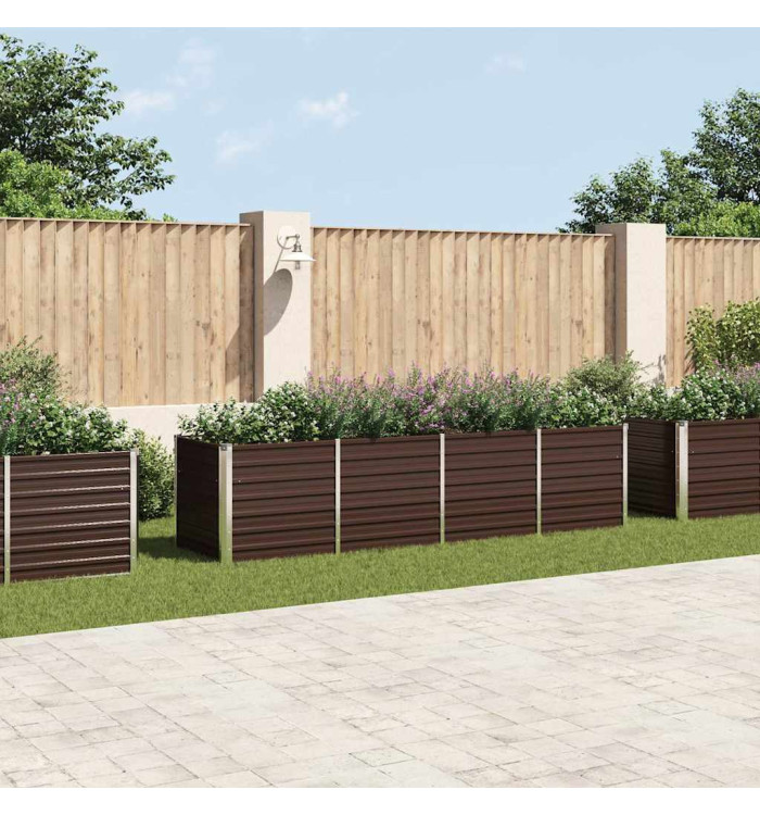 Lit surélevé de jardin Marron 320x80x77 cm Acier galvanisé | Mobilier & Déco