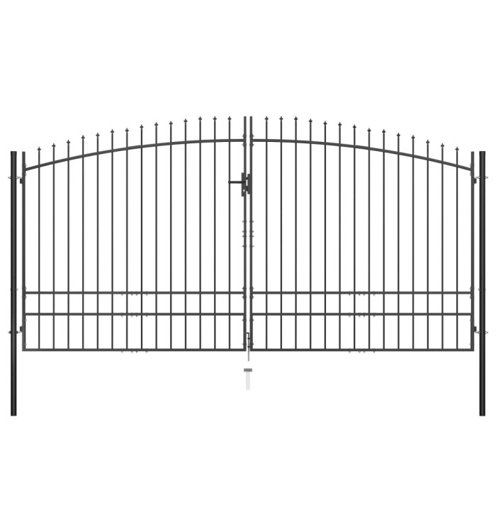 Double portail avec haut sous forme de lance 400 x 248 cm | Mobilier & Déco