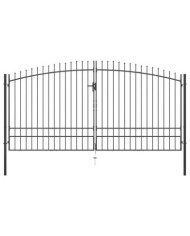 Double portail avec haut sous forme de lance 400 x 248 cm | Mobilier & Déco