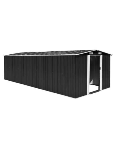 Abri de jardin 257x580x181 cm Métal Anthracite | Mobilier & Déco