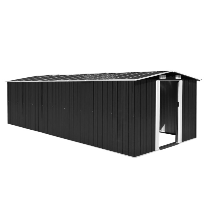 Abri de jardin 257x580x181 cm Métal Anthracite | Mobilier & Déco