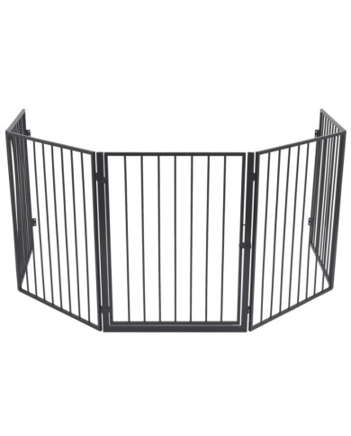 Clôture de cheminée pour animaux de compagnie Noir Acier | Mobilier & Déco