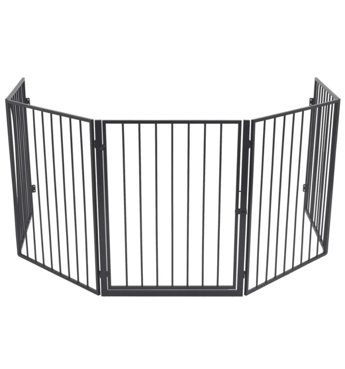 Clôture de cheminée pour animaux de compagnie Noir Acier | Mobilier & Déco