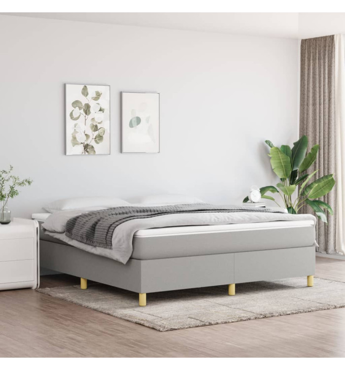 Sommier à lattes de lit avec matelas Gris clair 180x200cm Tissu | Mobilier & Déco