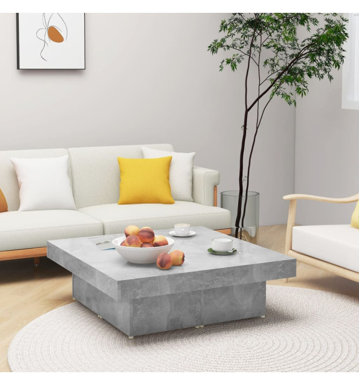 Table basse gris béton 90x90x28 cm bois d'ingénierie | Mobilier & Déco