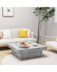 Table basse gris béton 90x90x28 cm bois d'ingénierie | Mobilier & Déco