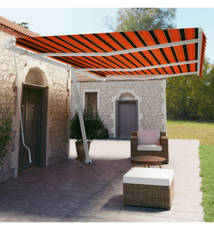 Auvent manuel rétractable sur pied 600x350 cm Orange/marron | Mobilier & Déco