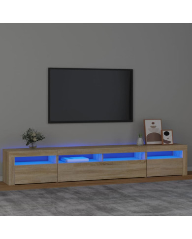 Meuble TV avec lumières LED Chêne sonoma 240x35x40 cm | Mobilier & Déco