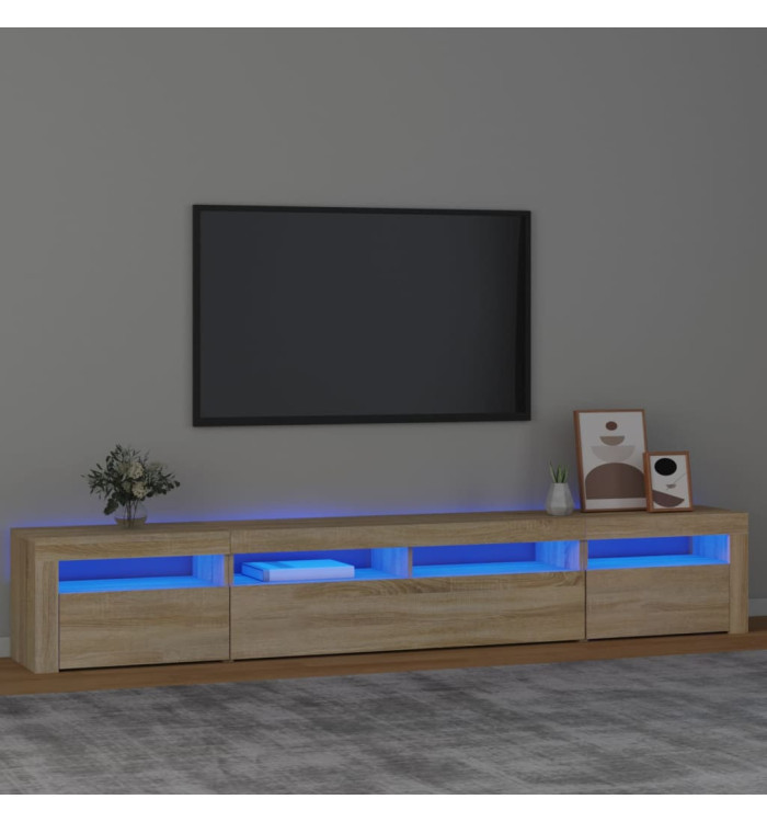 Meuble TV avec lumières LED Chêne sonoma 240x35x40 cm | Mobilier & Déco