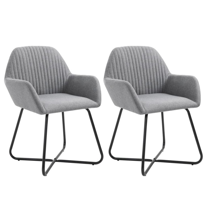 Chaises à manger lot de 2 gris clair tissu | Mobilier & Déco