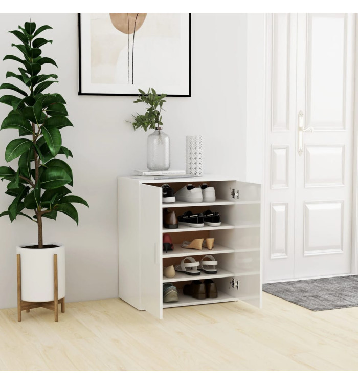 Armoire à chaussures Blanc brillant 60x35x70 cm Bois ingénierie | Mobilier & Déco