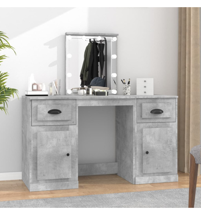 Coiffeuse avec LED gris béton 130x50x132,5 cm | Mobilier & Déco