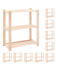 Étagères de rangement à 3 niveaux 10 pcs 80x38x90 cm Pin 150 kg | Mobilier & Déco