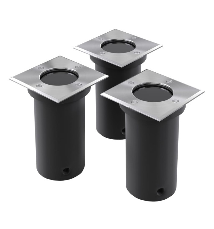 Lampes encastrées au sol d'extérieur 3 pcs Carré | Mobilier & Déco