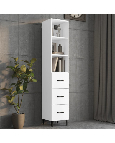 Buffet haut Blanc 34,5x34x180 cm Bois d'ingénierie | Mobilier & Déco