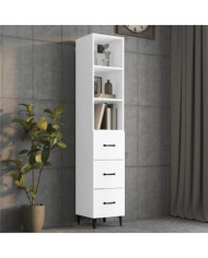 Buffet haut Blanc 34,5x34x180 cm Bois d'ingénierie | Mobilier & Déco