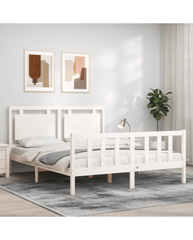Cadre de lit sans matelas blanc 160x200 cm bois de pin massif | Mobilier & Déco