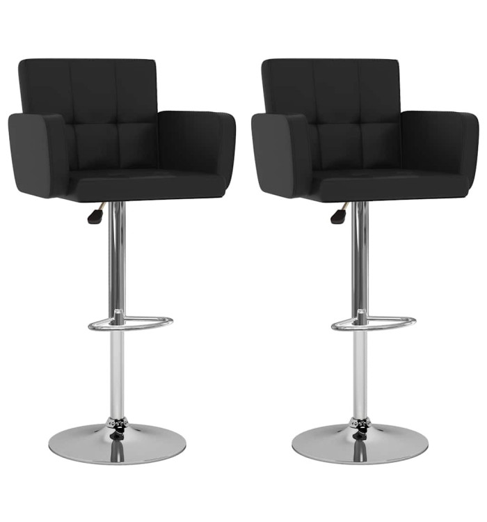 Tabourets de bar lot de 2 noir similicuir | Mobilier & Déco