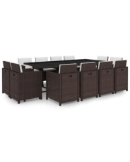 Ensemble à manger d'extérieur et coussins 13 pcs Résine tressée | Mobilier & Déco