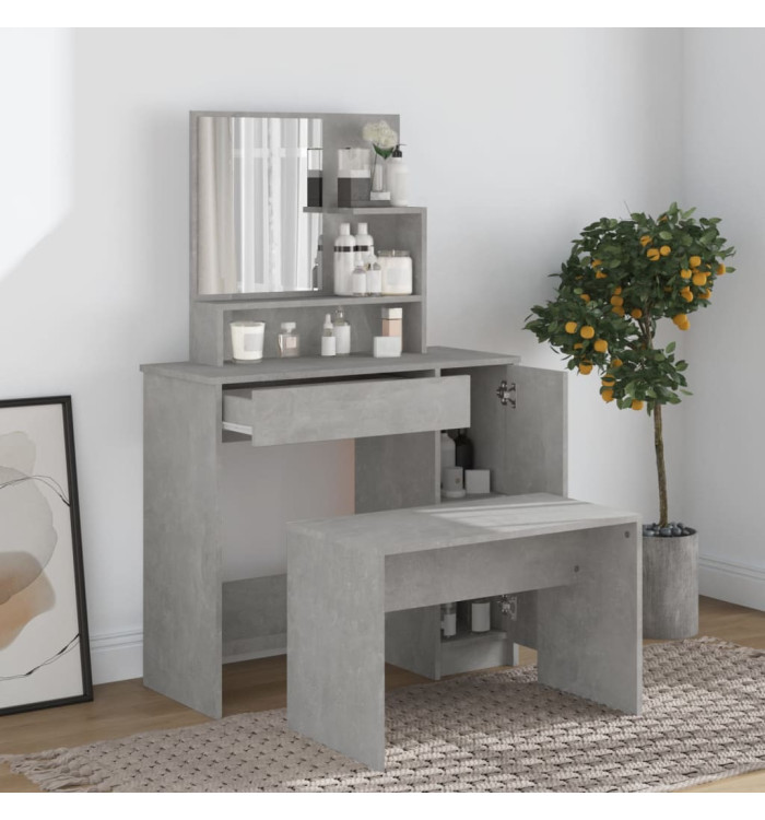 Ensemble de coiffeuse Gris béton 86,5x35x136 cm | Mobilier & Déco