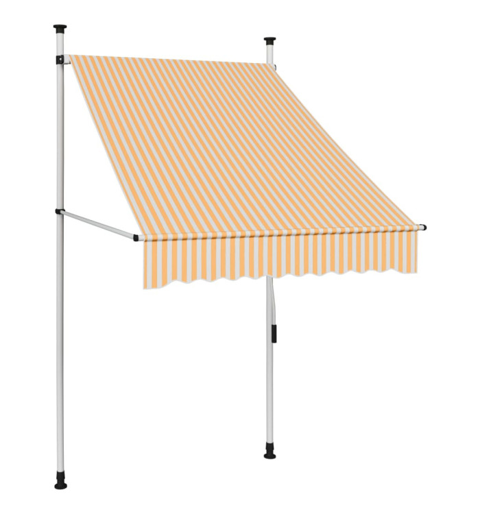 Auvent rétractable manuel 100 cm Rayures oranges et blanches | Mobilier & Déco