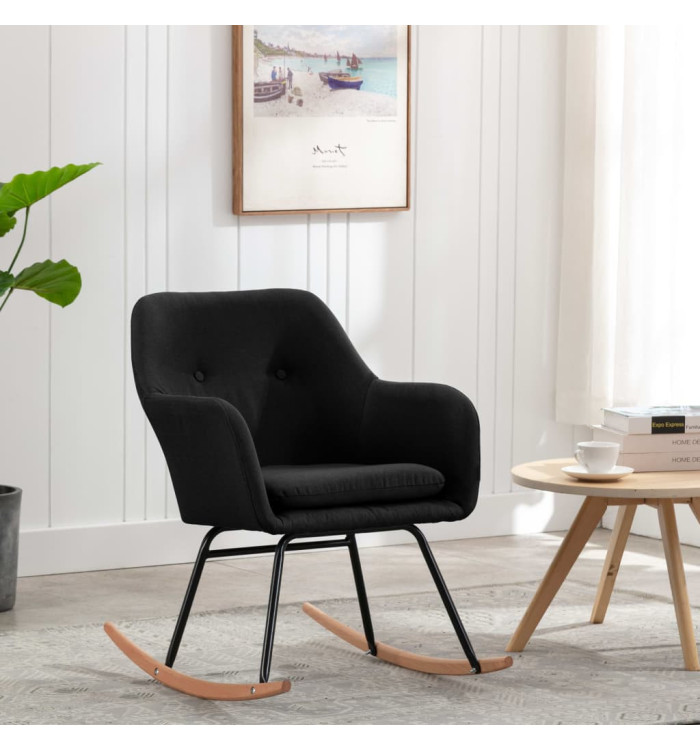 Chaise à bascule Noir Tissu | Mobilier & Déco