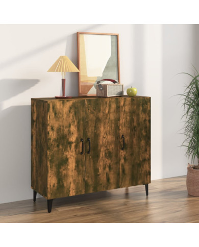 Buffet chêne fumé 90x34x80 cm bois d'ingénierie | Mobilier & Déco