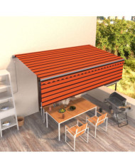 Auvent manuel rétractable avec store 5x3 m Orange et marron | Mobilier & Déco