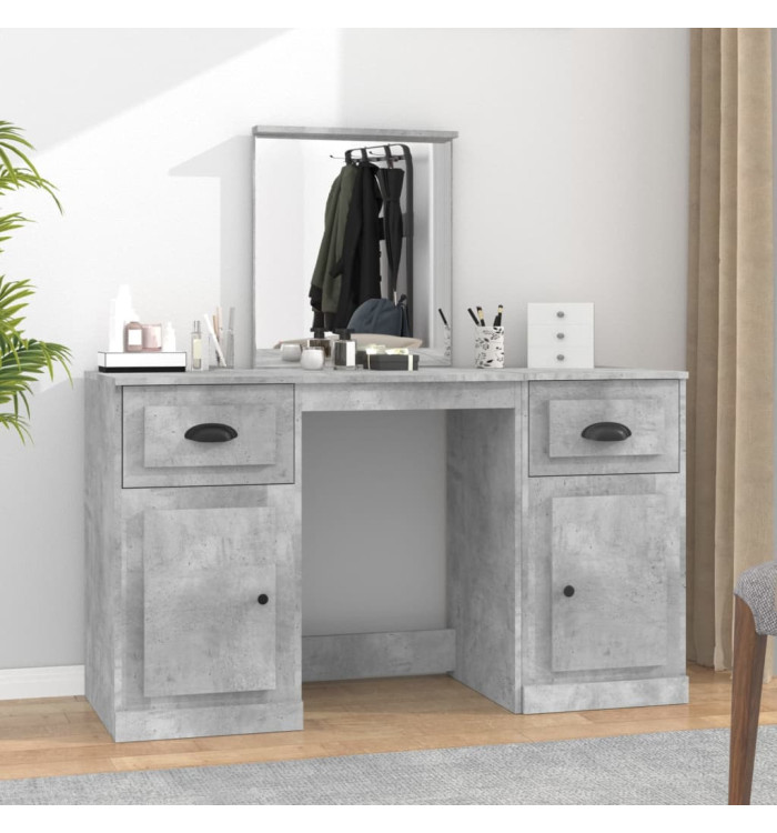 Coiffeuse avec miroir gris béton 130x50x132,5 cm | Mobilier & Déco