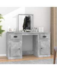 Coiffeuse avec miroir gris béton 130x50x132,5 cm | Mobilier & Déco