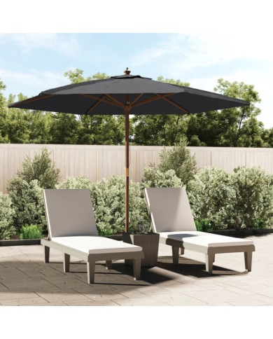 Parasol de jardin avec mât en bois noir 299x240 cm | Mobilier & Déco