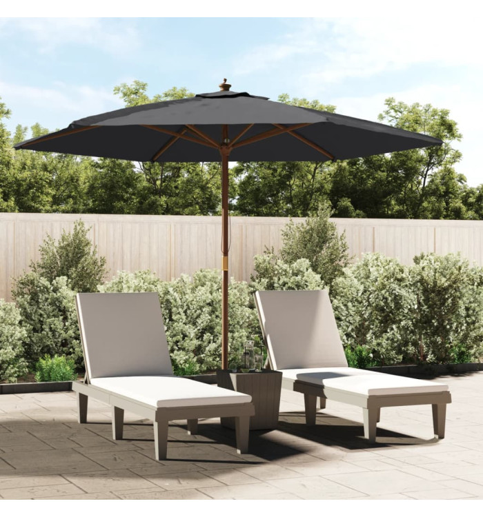 Parasol de jardin avec mât en bois noir 299x240 cm | Mobilier & Déco