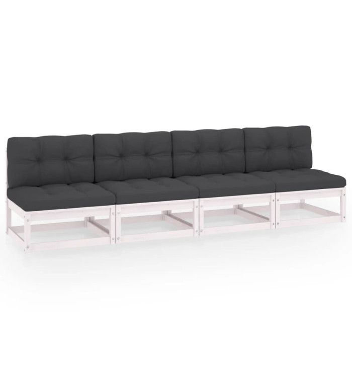 Canapé 4 places de jardin avec coussins Bois de pin massif | Mobilier & Déco