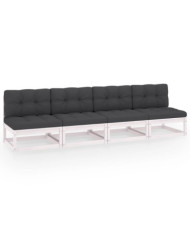Canapé 4 places de jardin avec coussins Bois de pin massif | Mobilier & Déco