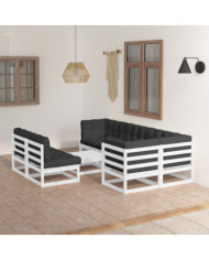 Salon de jardin 8 pcs avec coussins Bois de pin massif | Mobilier & Déco