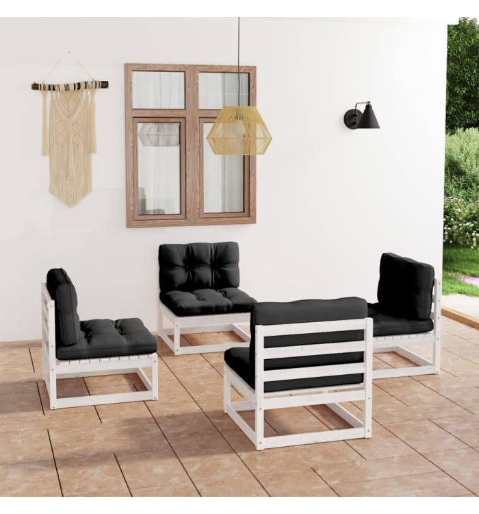 Salon de jardin 4 pcs avec coussins Bois de pin massif | Mobilier & Déco