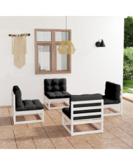 Salon de jardin 4 pcs avec coussins Bois de pin massif | Mobilier & Déco