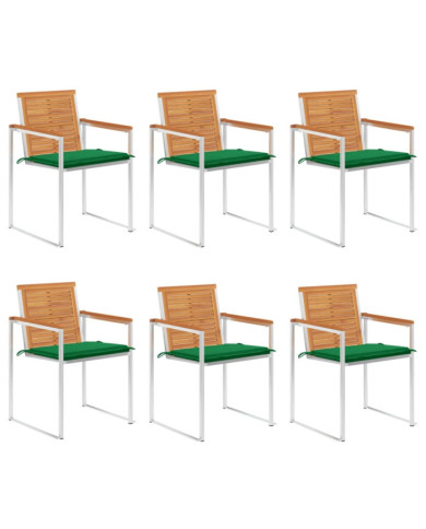 Chaises de jardin lot de 6 avec coussins Bois d'acacia solide | Mobilier & Déco