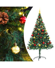 Arbre de Noël artificiel pré-éclairé avec boules vert 150 cm | Mobilier & Déco