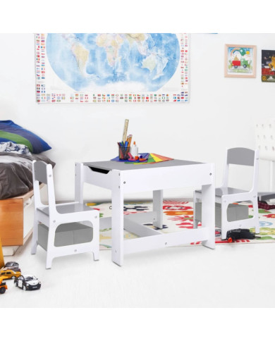 Table pour enfants avec 2 chaises Blanc MDF | Mobilier & Déco