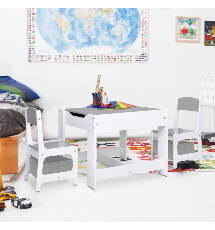Table pour enfants avec 2 chaises Blanc MDF | Mobilier & Déco