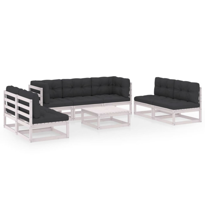 Salon de jardin 8 pcs avec coussins Bois de pin massif | Mobilier & Déco