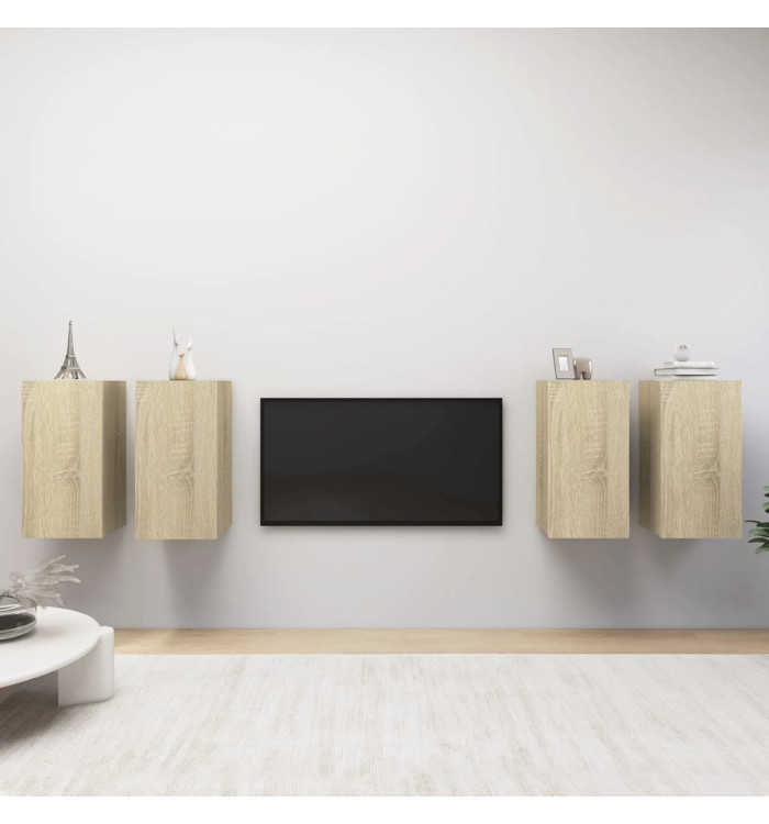Meubles TV 4 pcs Chêne sonoma 30,5x30x60 cm Bois d'ingénierie | Mobilier & Déco