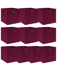 Boîtes de rangement 10 pcs Rouge foncé 32x32x32 cm Tissu | Mobilier & Déco