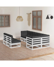 Salon de jardin 7 pcs avec coussins Bois de pin massif | Mobilier & Déco